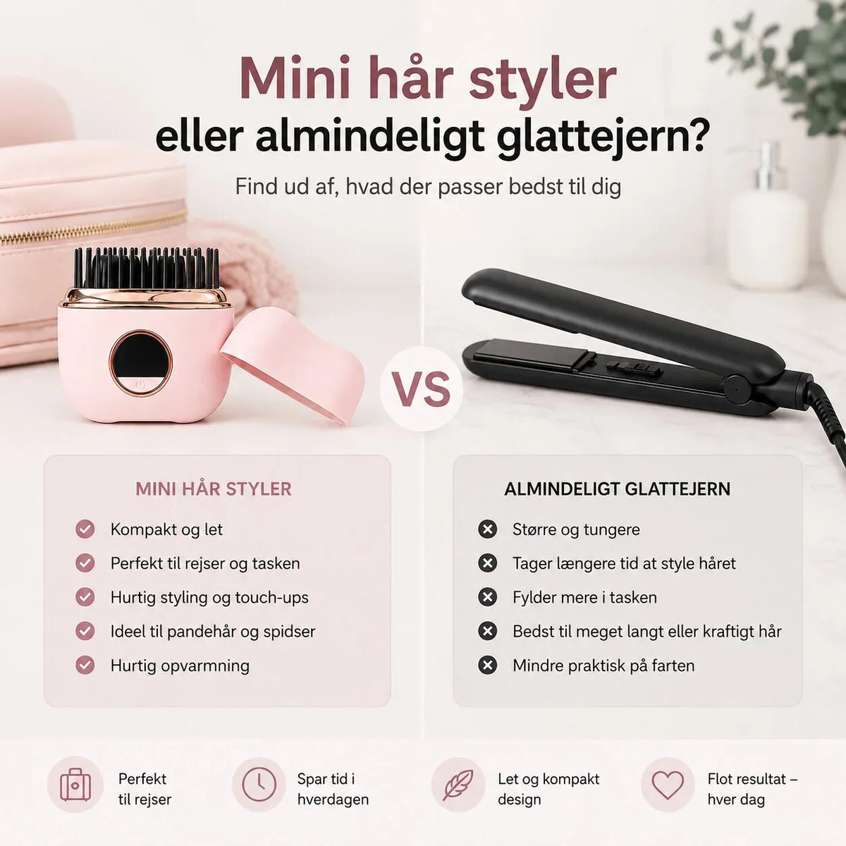 Mini hårstyler vs almindelig glattejern – sammenligning af kompakt design og funktioner til hverdagsbrug